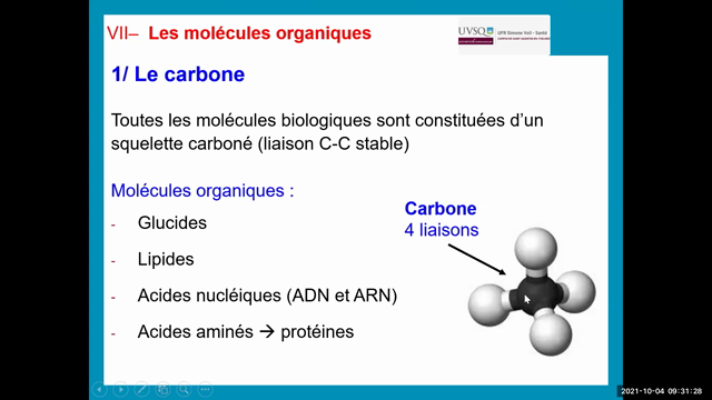 POD - UVSQ - Ue 2.1 S1 Les Molécules Du Vivant (Partie 2)